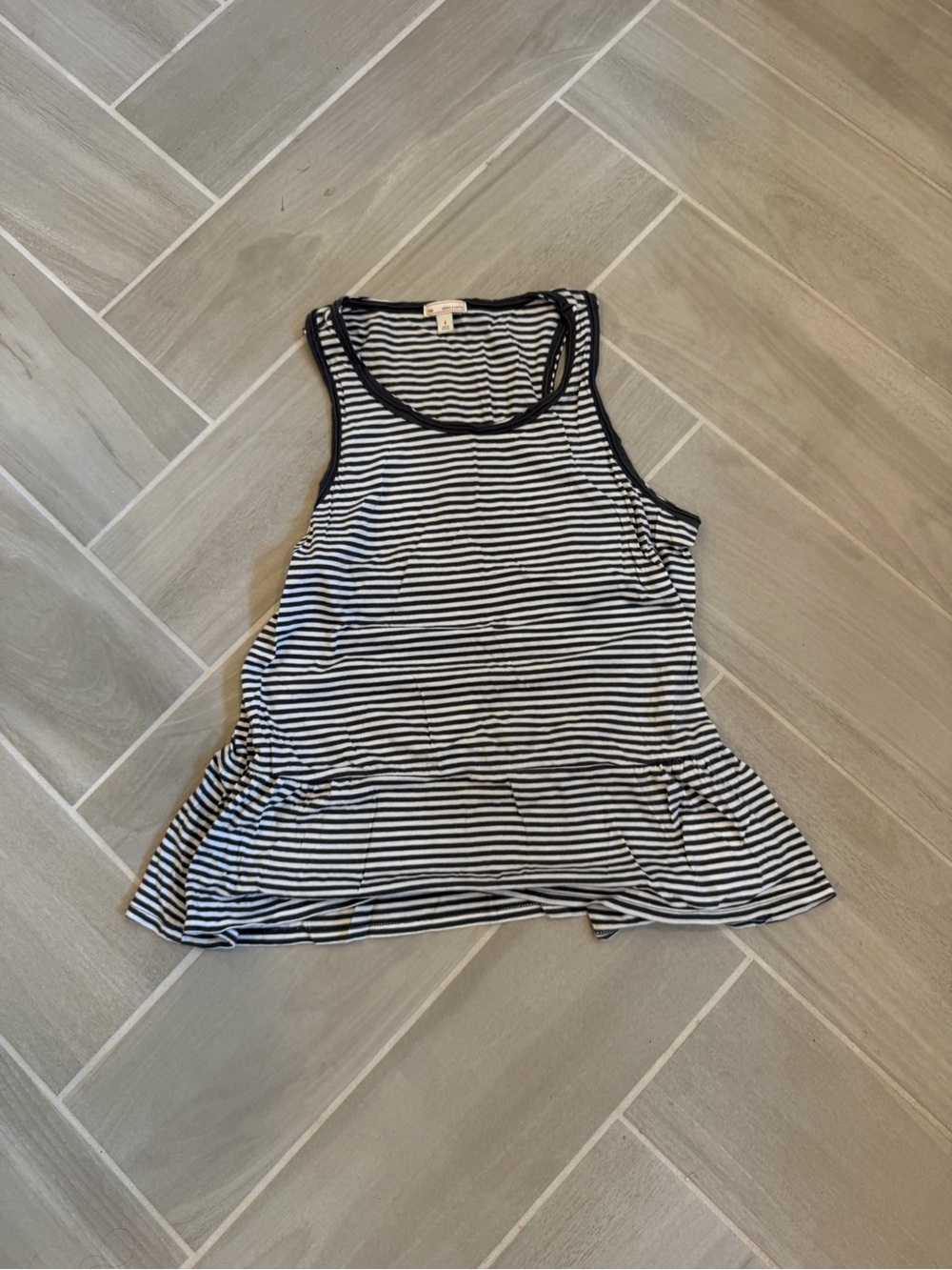 GAP Black and White Striped Peplum Tank